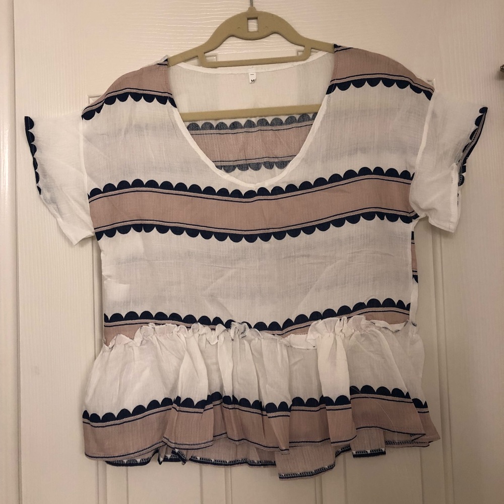 NWOT Striped Peplum blouse